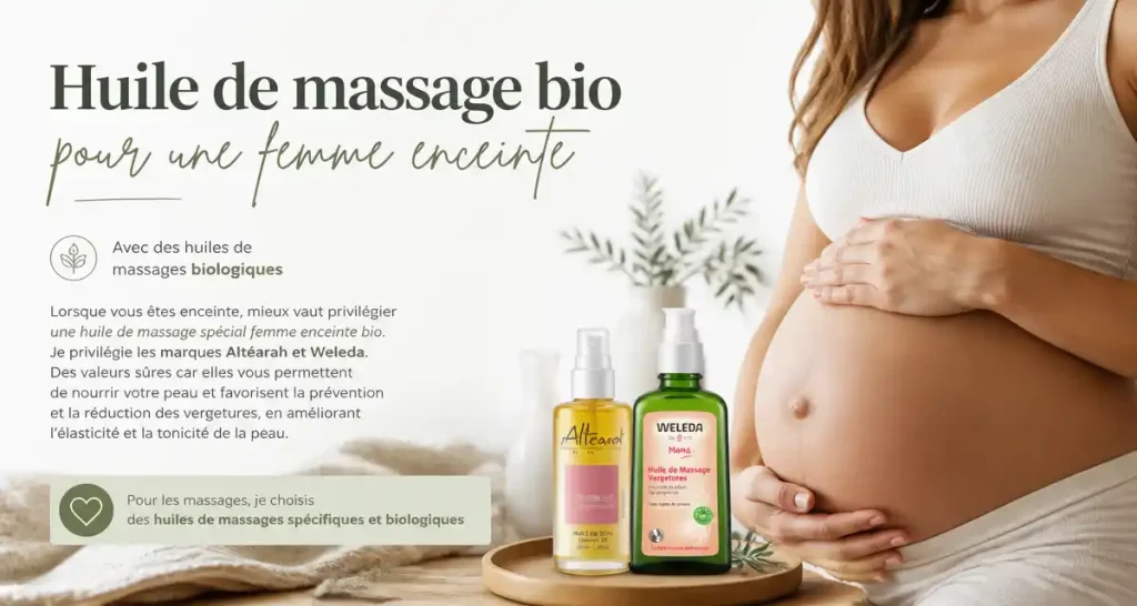 Huile de massage bio pour une femme enceinte