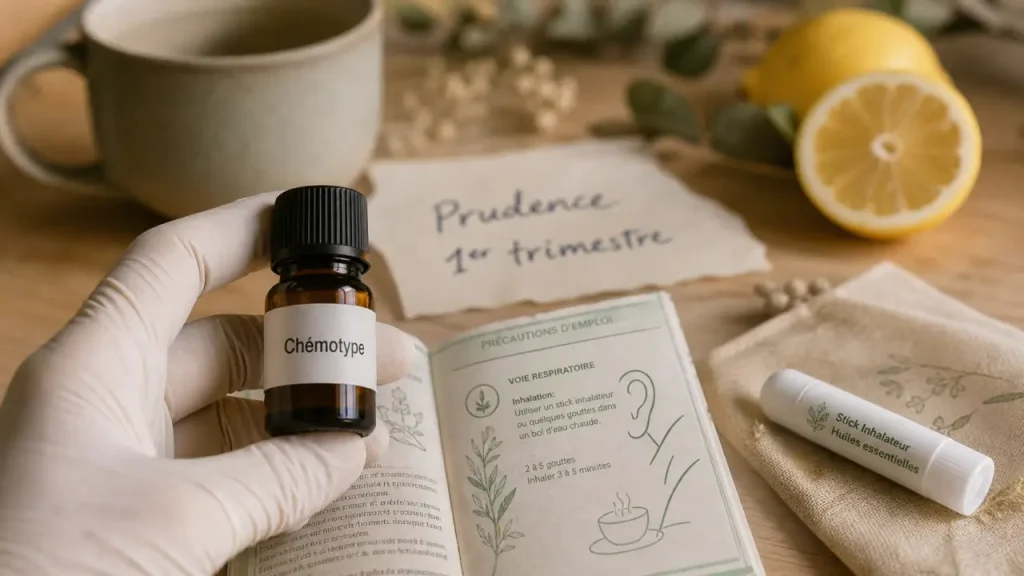 Huile essentielle pendant la grossesse : prudence maximale au premier trimestre et usage très encadré ensuite