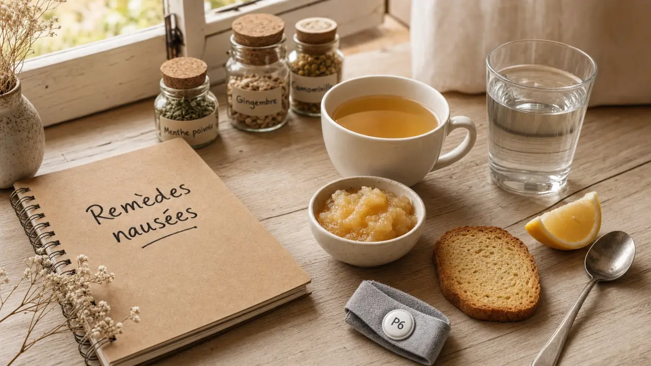 Remèdes naturels nausées : tasse infusion gingembre et citron