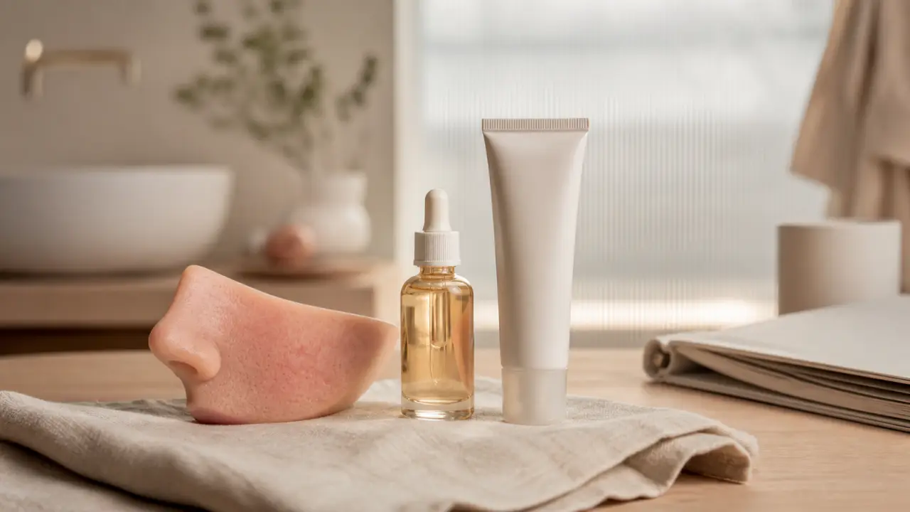 Crème rosacée visage, tube et flacon compte-gouttes pour réduire les rougeurs