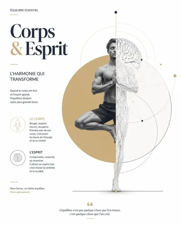 Illustration de l'équilibre corps-esprit dans la pratique énergétique