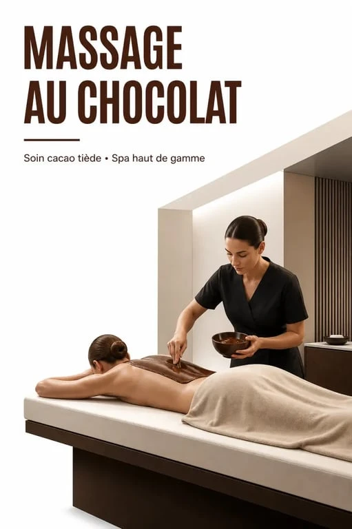 Massage au chocolat en spa, ambiance chaleureuse et soin bien-être au cacao