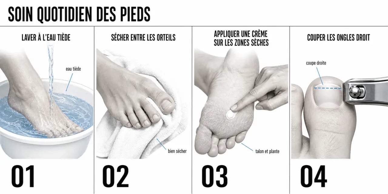 Prendre soin de ses pieds pour un bien-être durable : routine quotidienne illustrée des gestes essentiels