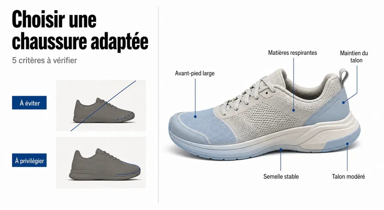 Prendre soin de ses pieds pour un bien-être durable : critères visuels pour choisir des chaussures confortables et stables