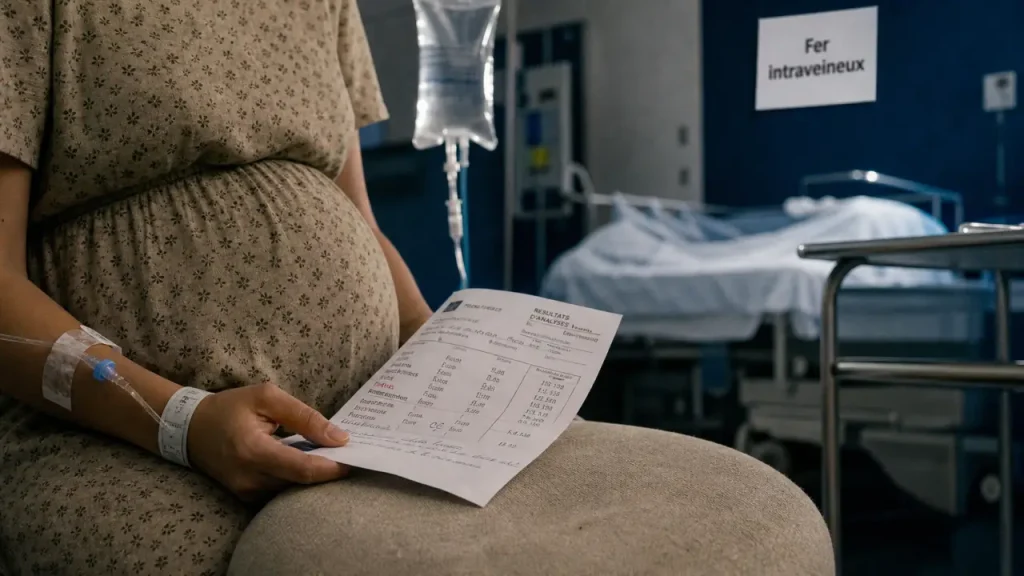 Perfusion de fer pendant la grossesse : avis, ferritine basse et effets à surveiller
