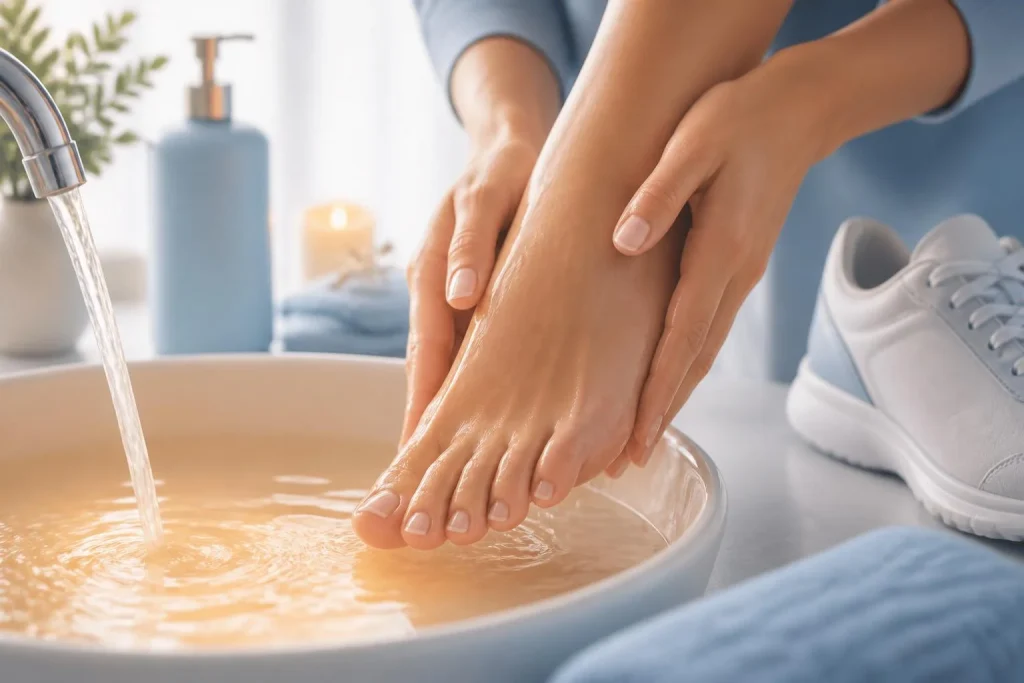 Pieds plus sains au quotidien : lavage à 37 °C, ongles droits et chaussures qui tiennent vraiment