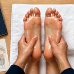 Réflexologie des pieds : praticien masse la plante