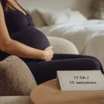 Ventre 17sa : femme enceinte posant une main sur le ventre