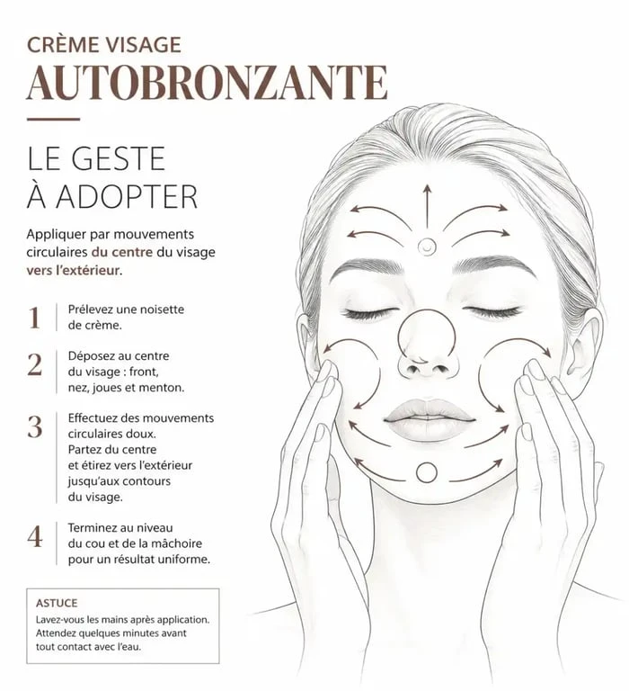 Technique d'application de la crème visage autobronzante pour un résultat sans traces