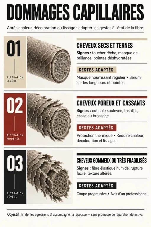 Soin miracle cheveux brûlés : niveaux de dommages et gestes réparateurs adaptés