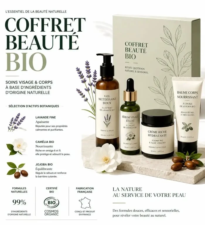 Coffret beauté bio composé de soins naturels et éthiques