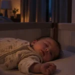 Bébé sommeil léger : bébé endormi en cododo, paupières entrouvertes