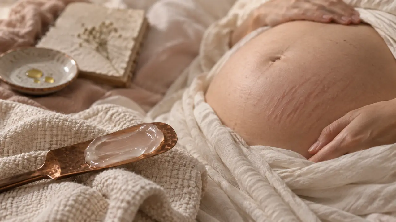 Grossesse et vergetures sur le ventre : stries rosées et crème