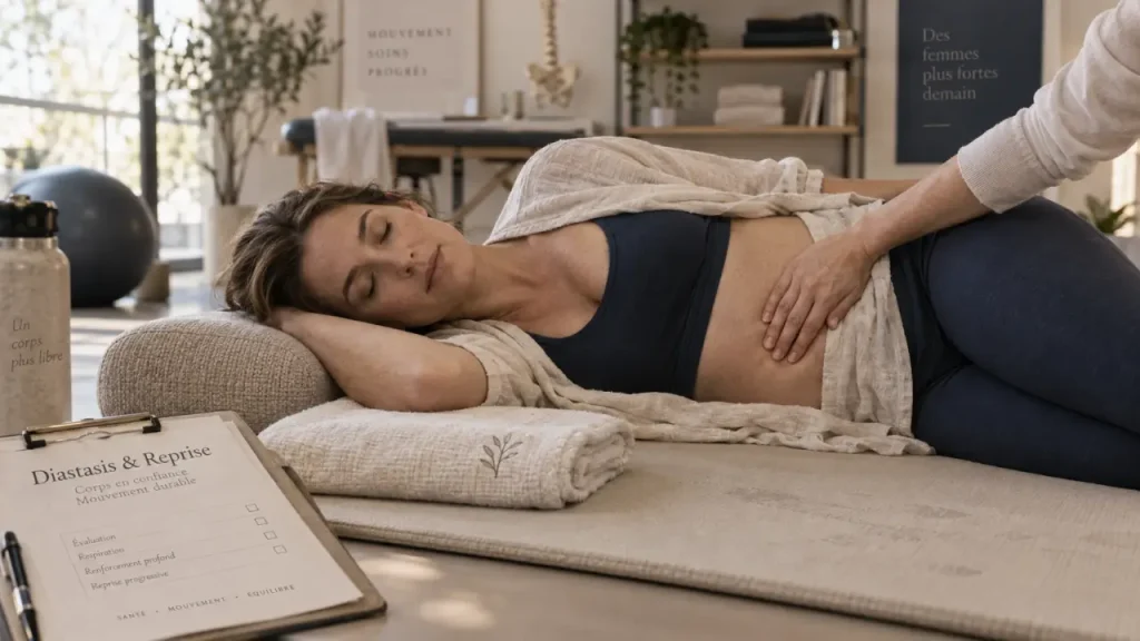 La rééducation abdominale post-partum restaure la stabilité du tronc sans surcharger le périnée