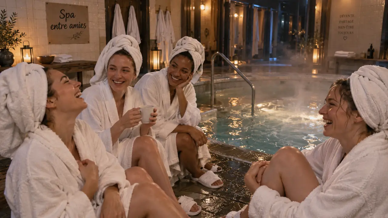 Spa entre copines Paris : quatre amies au jacuzzi